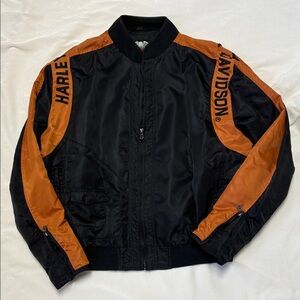 Harley-Davidson Men's Black and Orange Bomber Jacket